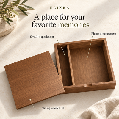 Elixra Wooden Travel Keepsake Box