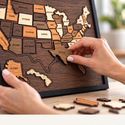 Elixra Wooden State Travel Map