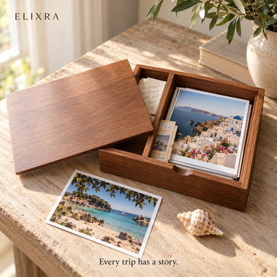Elixra Wooden Travel Keepsake Box