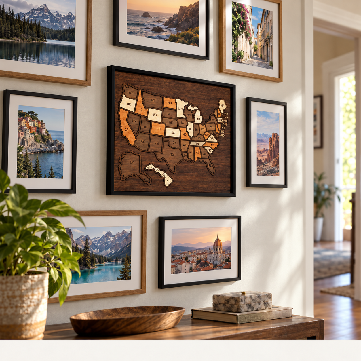 Elixra Wooden State Travel Map
